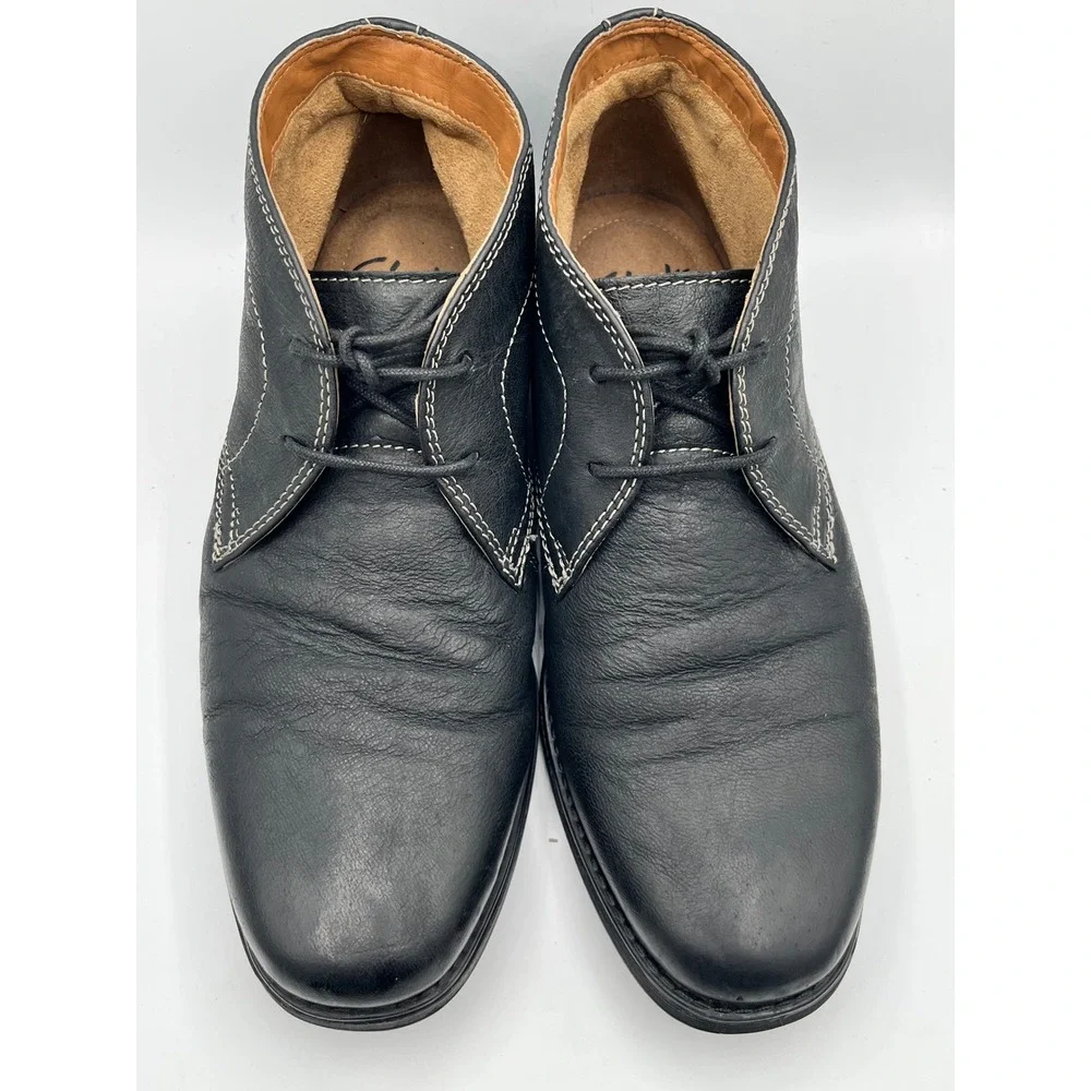 Clarks Men Black Leather Chukka Desert Boots Contrast Stitch 261196847070 Size 8